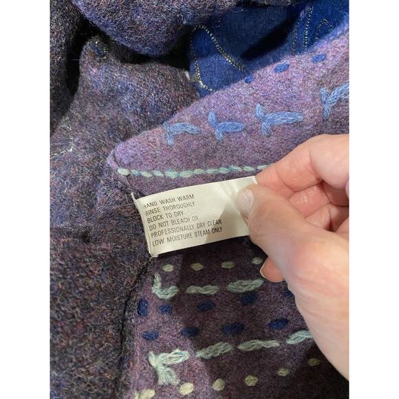 Robert Scott Siize L - Vintage Embroidery Cardigan Sweater Vest Snowflake Etc - Picture 10 of 12